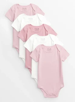 Pink Short Sleeve Bodysuit 5 Pack Up to 1 mth
