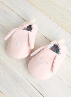 Pink Soft Bunny Slippers 6-9 months