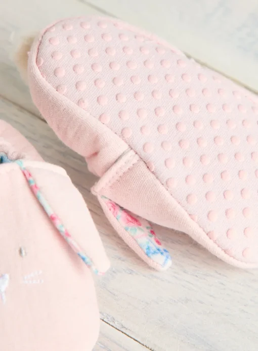 Pink Soft Bunny Slippers 6-9 months
