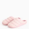 Pink Spot Print Mule Slippers L
