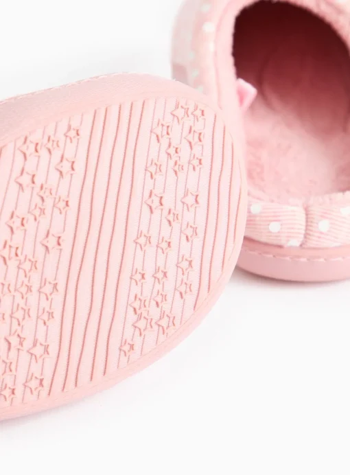 Pink Spot Print Mule Slippers L