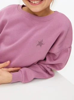 Pink Star Design Crew Neck Sweatshirt 9 years
