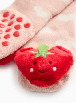 Pink Strawberry Rattle Socks 6-12 months