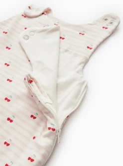 Pink Stripe Cherry Printed 1.5 Tog Sleeping Bag 0-6 Months