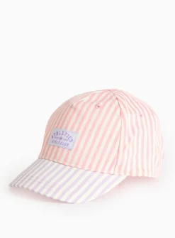 Pink Stripe Cotton Seersucker Cap 1-2 years