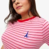Pink Stripe Eiffel Tower Motif T-Shirt 14