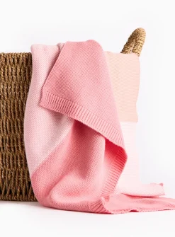 Pink Stripe Knitted Blanket One Size