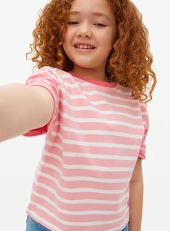 Pink Stripe Print Heavyweight T-Shirt 13 years