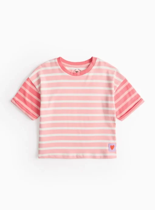 Pink Stripe Print Heavyweight T-Shirt 13 years