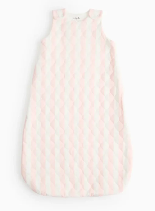 Pink Stripe Quilted 2.5 Tog Sleeping Bag 0-6 Months