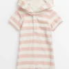 Pink Stripe Short Sleeve Towelling Romper Up to 3 mths