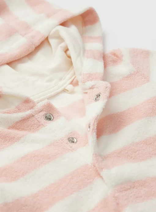 Pink Stripe Short Sleeve Towelling Romper Up to 3 mths