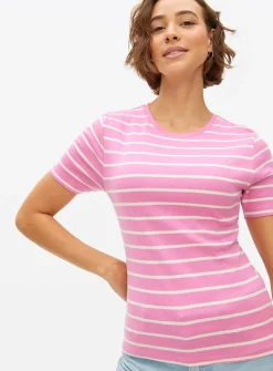 Pink Stripe Slim Fit Crew Neck T-Shirt 22