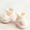 Pink Striped Pom Pom Booties 12-18 months