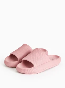 Pink Textured Chunky Sole Sliders 3