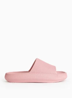 Pink Textured Chunky Sole Sliders 3