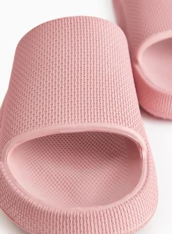 Pink Textured Chunky Sole Sliders 3