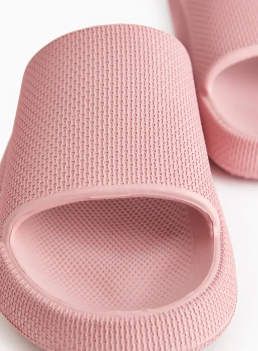 Pink Textured Chunky Sole Sliders 3