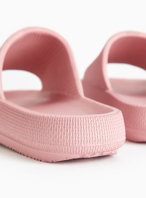 Pink Textured Chunky Sole Sliders 3