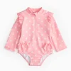 Pink Textured Long Sleeve Spot Print Swimsuit 6-9 months