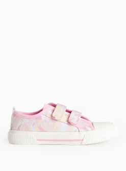 Pink Tie Dye Canvas Twin Strap Trainers 8 Infant