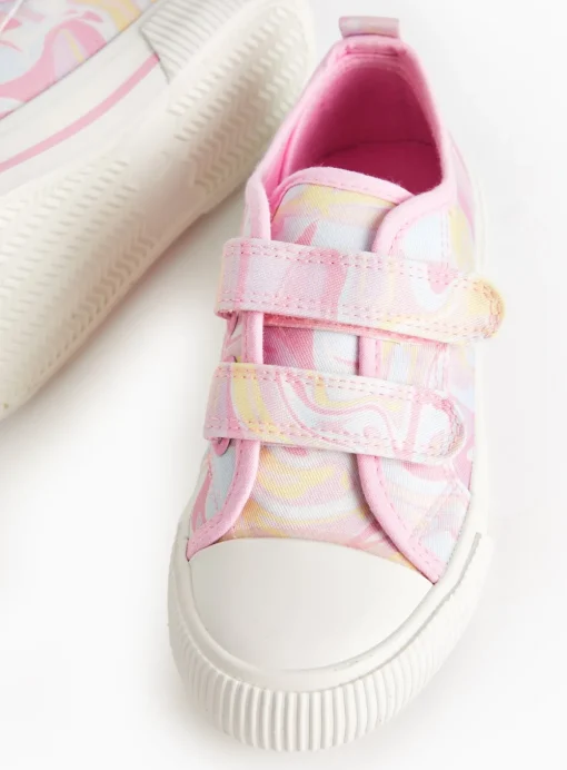 Pink Tie Dye Canvas Twin Strap Trainers 8 Infant