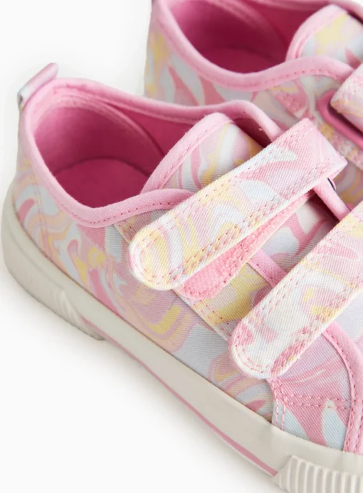 Pink Tie Dye Canvas Twin Strap Trainers 8 Infant