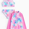 Pink Tie Dye Printed 3-Piece Swim Set 3 years