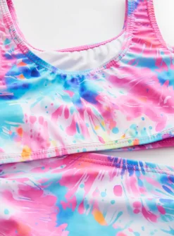 Pink Tie Dye Printed 3-Piece Swim Set 3 years