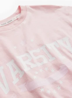 Pink Varsity T-Shirt & Grey Cycling Shorts 7-8 years