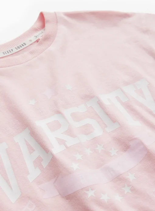 Pink Varsity T-Shirt & Grey Cycling Shorts 7-8 years