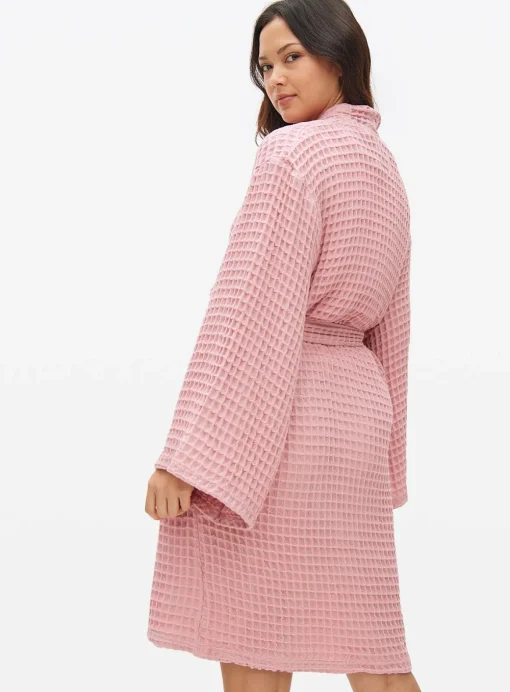Pink Waffle Cotton Dressing Gown S