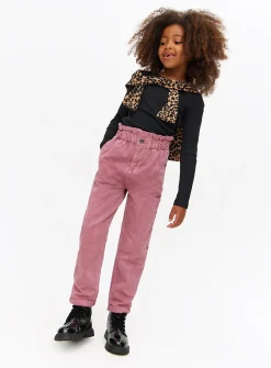 Pink Wash Denim Paperbag Jeans 9 years