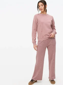 Pink Washed Co-ord Wide Leg Joggers L