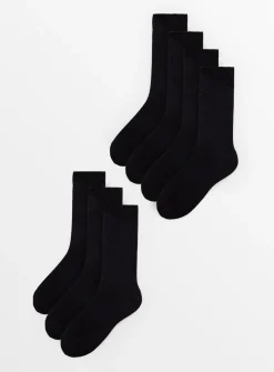 Plain Black Ankle Socks 7 Pack 9-12