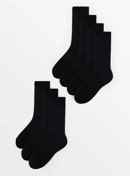 Plain Black Ankle Socks 7 Pack 9-12