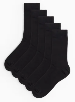 Plain Black Ankle Socks 5 Pack 9-12