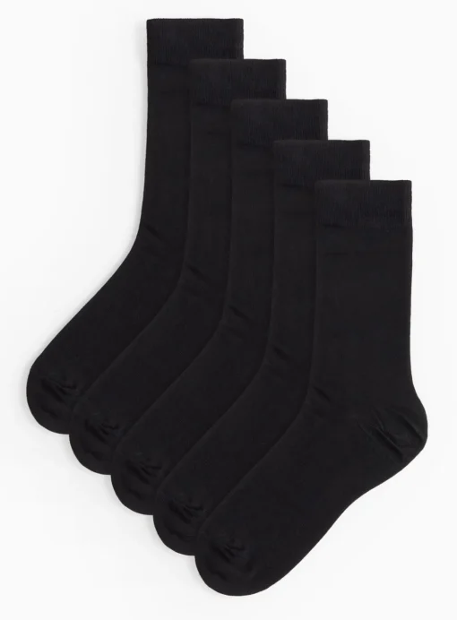 Plain Black Ankle Socks 5 Pack 9-12