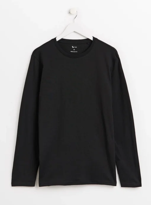 Plain Black Long Sleeve T-Shirt M