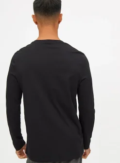 Plain Black Long Sleeve T-Shirt M