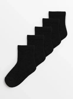 Plain Black Socks 5 Pack 6-8.5