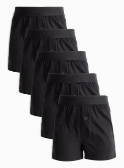 Plain Black Trunks 5 Pack 8-9 years