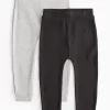 Plain Grey & Black Ribbed Leggings 2 Pack 1-2 years