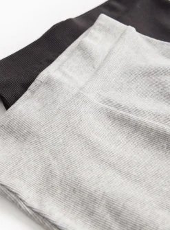 Plain Grey & Black Ribbed Leggings 2 Pack 1-2 years