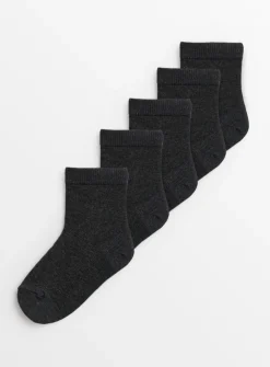 Plain Grey Socks 5 Pack 6-8.5