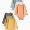 Plain Long Sleeve Bodysuits 7 Pack Tiny Baby