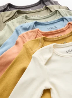 Plain Long Sleeve Bodysuits 7 Pack Tiny Baby