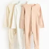 Plain Long Sleeve Sleepsuits 3 Pack 6-9 months