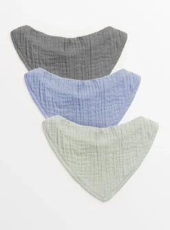 Plain Muslin Hanky Bibs 3 Pack One Size