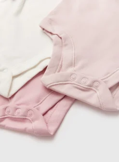 Plain Pink Long Sleeve Bodysuits 7 Pack Tiny Baby